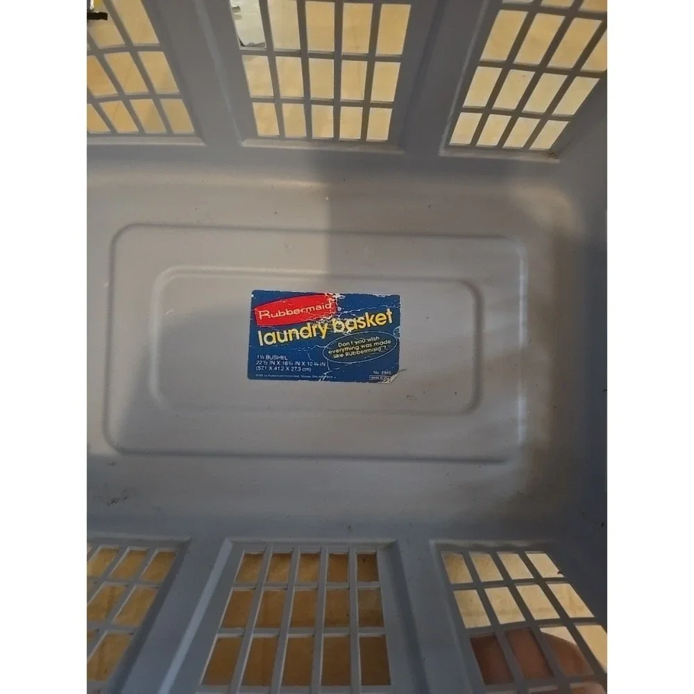Rubbermaid Laundry Basket 1.5  Rectangular Blue Vintage Ventilated USA 2965
